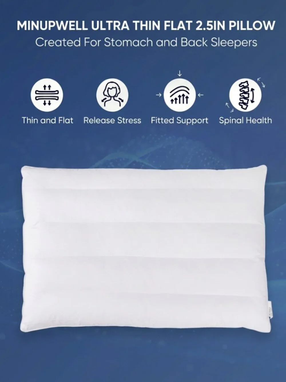 NEW: Minupwell | King Size Ultra Thin Bed Pillow for Stomach Sleepers